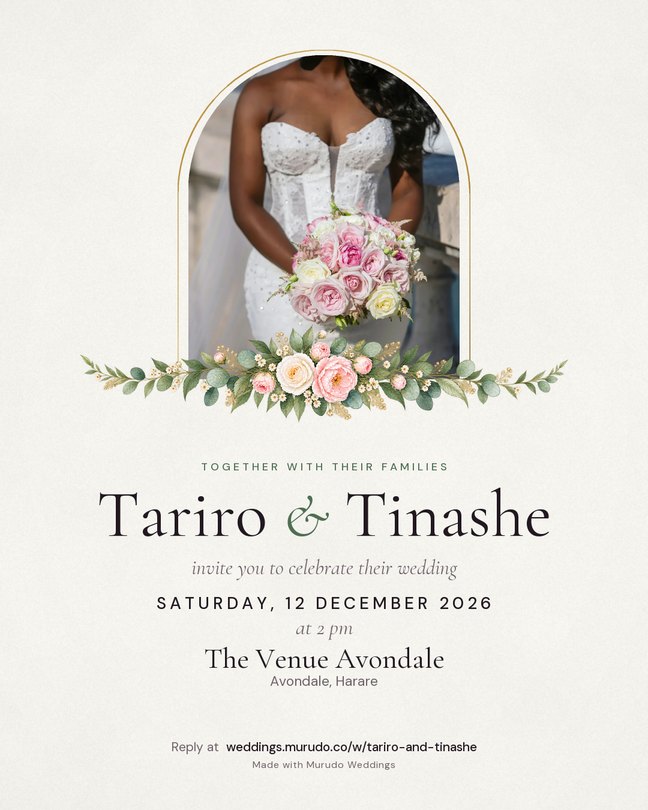Arch invitation design. Your photo in an arch with flowers.