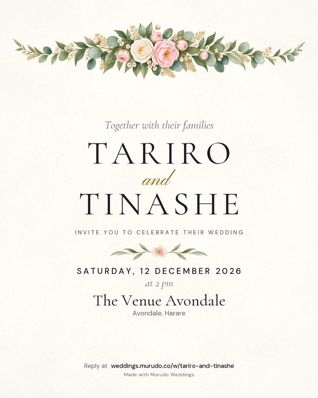 Garland invitation design. A garland of flowers across the top.