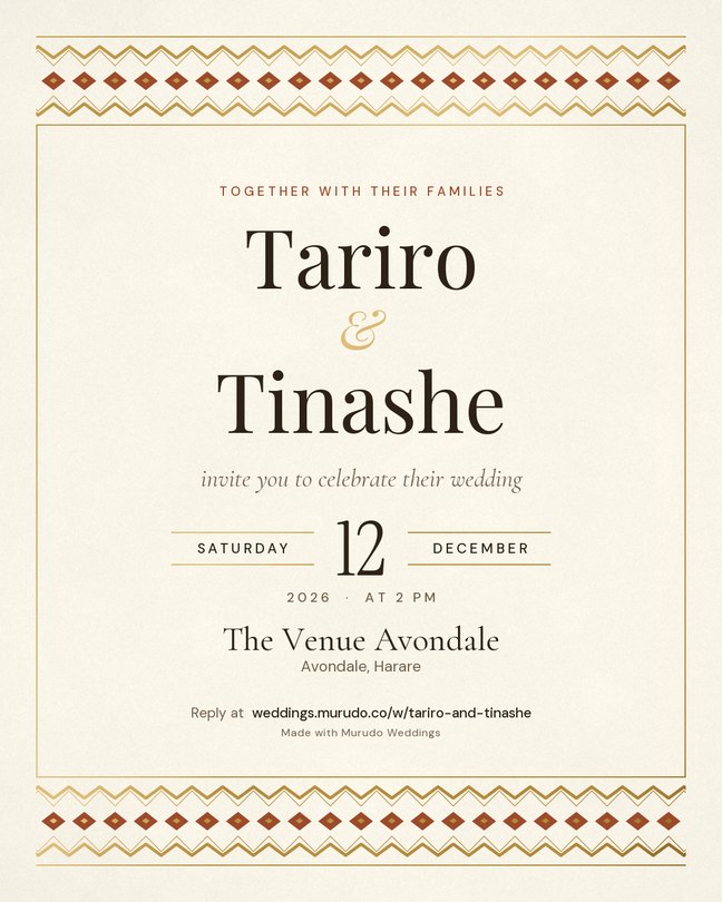 Heritage invitation design. Gold woven border.