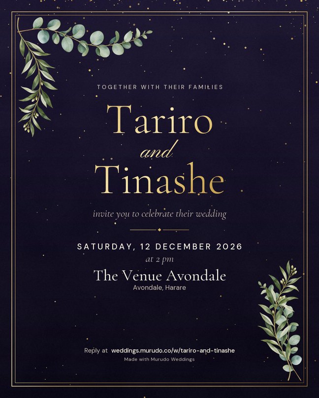 Midnight invitation design. Dark, with gold foil lettering.