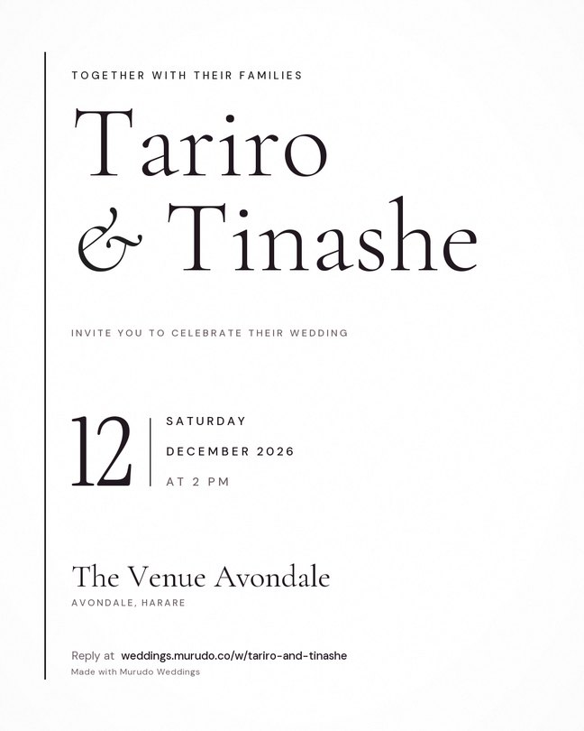 Minimal invitation design. Clean and modern, with a big date.